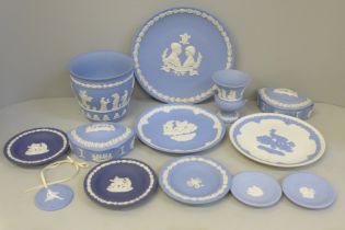 A collection of eleven items of Wedgwood Jasperware
