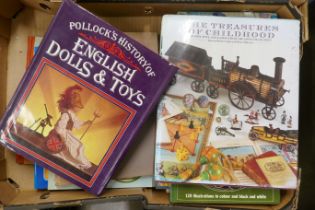 Twenty books on toys, one Sotheby's catalogue and seven other catalogues, including The World of
