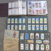 Three albums and three booklets of cigarette cards including John Player, Wills, etc.