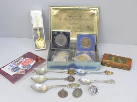 A 1953 Coronation tin and other Royalty commemorative items