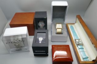 Fashion wristwatches and a Rotary wristwatch box
