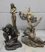 A collection of four modern figures including Art Deco flapper **PLEASE NOTE THIS LOT IS NOT