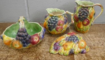 Four items of Sylvac ware pottery with fruit detail **PLEASE NOTE THIS LOT IS NOT ELIGIBLE FOR