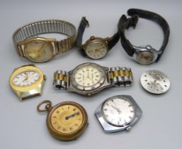 A collection of watches including a Timex Hopalong Cassidy wristwatch