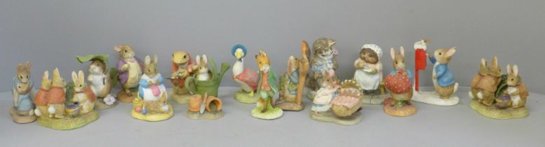 A collection of Border Fine Arts, The World of Beatrix Potter miniature figures and a Beswick Miss