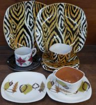 1950s china, T.G. Green Safari, (5), T.G. Green Central Park, (3), and Gresley cup and saucer, (10