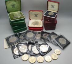 A collection of commemorative crowns, £2 coins and 50p coins