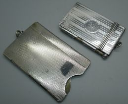 A silver Art Deco note pad holder, Birmingham 1939 and one other