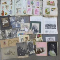 Two late 19th/early 20th Century scrap albums filled with postcards, greeting cards and chromo-