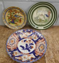 An Imari dish, one other oriental plate and an Adams Pickwick Papers plate **PLEASE NOTE THIS LOT IS