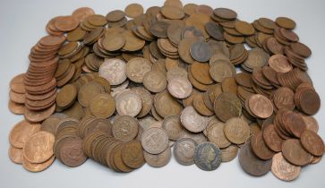 A collection of penny and half-penny coins