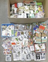 A large collection of vintage and new cigarette boxes, cigarette cards, collectors cards, part