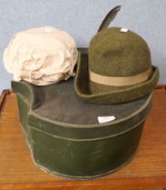 A hat box and two hats