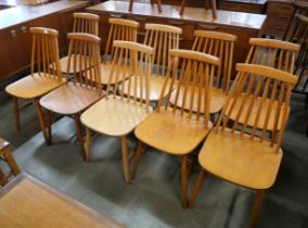 A Harlequin set of ten beech kitchen chairs