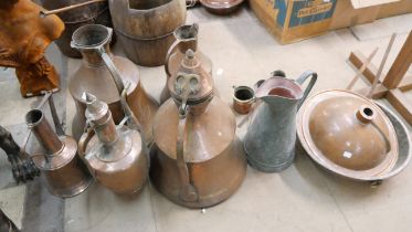 A collection of assorted metalware including Turkish coffee ware