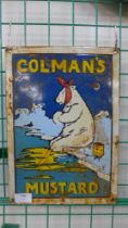 An enamelled Colman's Mustard sign