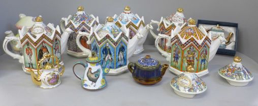 Five Sadler teapots and a selection of other teapots