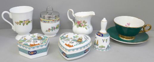 A collection of decorative china including Coalport Chinese Willow, Royal Albert, Aynsley, etc.
