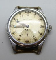 A military issue Leonidas wristwatch head, case back stamped ATP, 302061, 111832, 30mm case