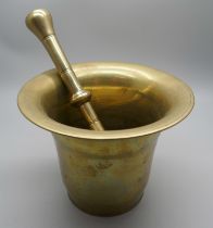 An 18th Century brass pestle and mortar
