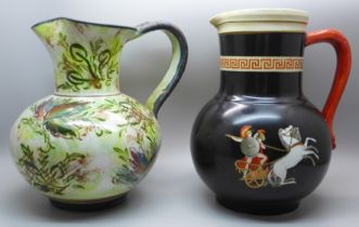 An early 20th Century jug with classical detail and a Denby Glyn Colledge jug, Denby handle a/f