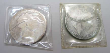 Two George III 1820 crowns