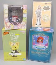 Two Ban Dai figures, Disney Little Mermaid and Fluffy Puffy, a Teasured Pals figure, 1990s, and a