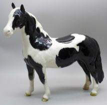 A Beswick Pinto Piebald pony, black and white