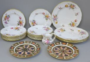 A collection of Royal Crown Derby china including two Imari plates, 16cm, four Derby Posies