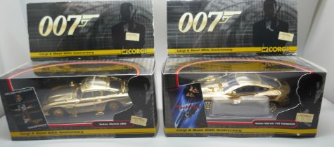 Two Corgi Toys, Corgi and Bond 40th Anniversary die-cast model vehicles, Aston Martin DB5 and