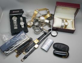 A collection of wristwatches including Lings, lady's Seiko, etc., a rolled gold Yard-O-Led pencil,
