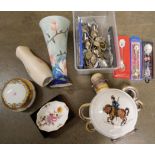 Collectors spoons, a Royal Crown Derby Posies dish, Old Tupton ware vase, Limoges pot, etc. **PLEASE