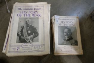 A collection of fifty The Times History of The War weekly publications, circa 1915 onwards and a