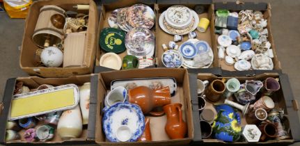 Seven boxes of mixed decorative china, breweriana, table lamps, etc. **PLEASE NOTE THIS LOT IS NOT