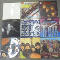 Twelve The Beatles and solo LP records including The White Album