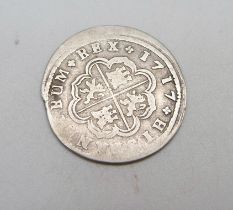 A Felipe V Spanish 1 reale coin, 1717
