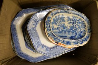 A collection of serving plates including Wedgwood blue and white and one other Wedgwood **PLEASE