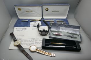 Three wristwatches including G-Shock and Avia, two Daily Telegraph crossword competition winners
