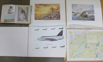 Two folders containing limited edition "Tomcat Alley" prints of aircraft signed by Stuart Black,