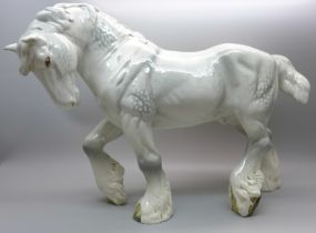 A Beswick grey action gloss shire horse