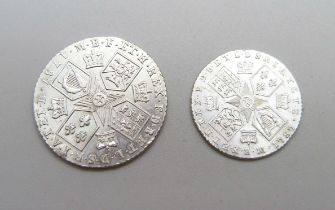 A George III shilling and sixpence, both 1787