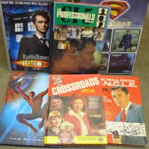 A collection of film and TV character publications including Spiderman and Superman and a Superman