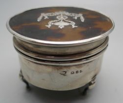 A silver and pique inlaid box, London 1919