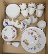 Worcester Evesham tea ware, Doulton cups and Wedgwood saucers **PLEASE NOTE THIS LOT IS NOT ELIGIBLE