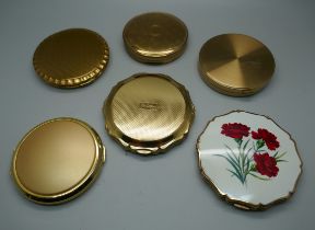 Six compacts including Stratton, Kigu and Yardley