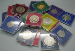 Twenty-five crowns and medallions, in cases