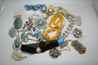 Costume jewellery, brooches, necklaces, etc.