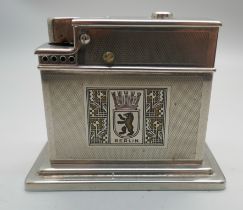 A German table lighter, machined turn front and Berlin motif