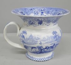A mid 19th Century Davenport blue and white spitoon cuspidor, 11cm