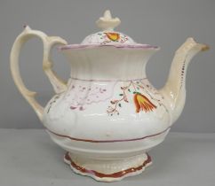 A late 19th Century Staggs pottery lustre teapot